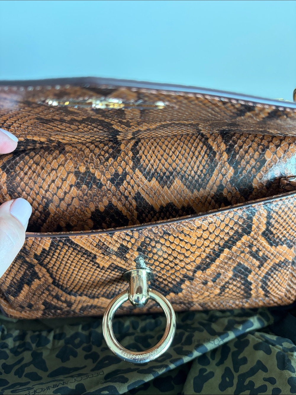 Rebecca Minkoff Jean Mac Equestrian Snakeskin Crossbody NWT $248 - Picture 11 of 15